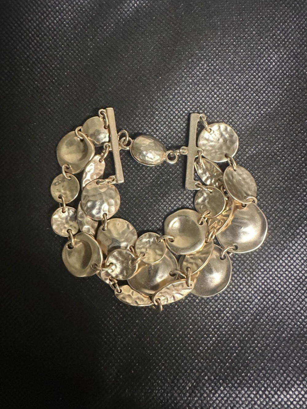 Hammered Disc Gold Statement Bracelet - Women Jewelry
